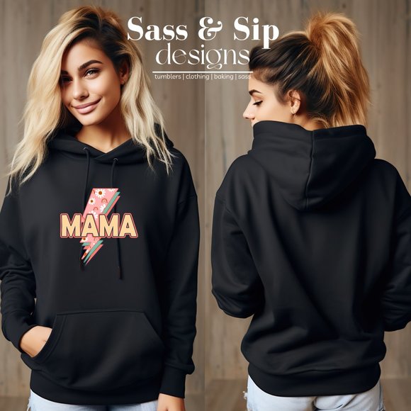 Mama. Lightning Bolt. Hoodie. Oversized. Comfort. Casual - Picture 1 of 2